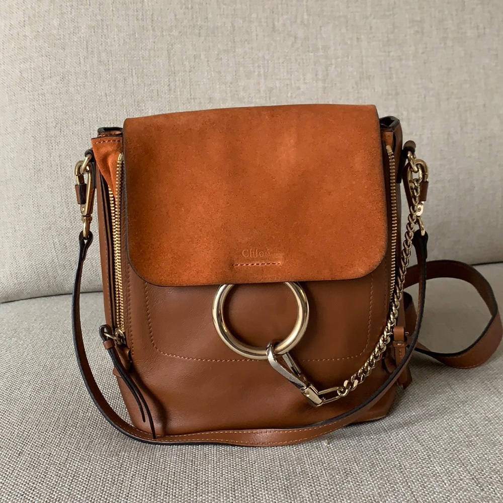Chloe Faye Backpack Leather and Suede Medium